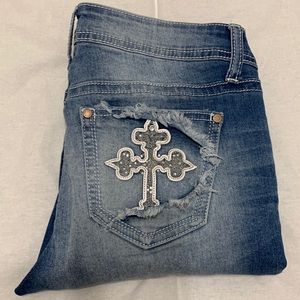 Light-Wash Distressed Skinny Jeans